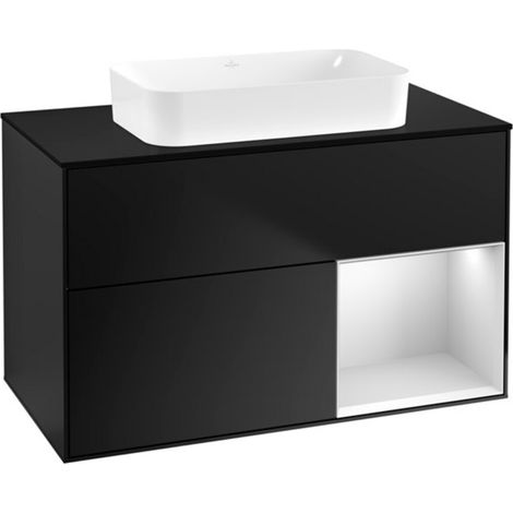 V&B Waschtischunterschrank Wandbeleuchtung Finion 100x60,3 cm, Reg re wh. m Lac, bla m Lac (1/2)