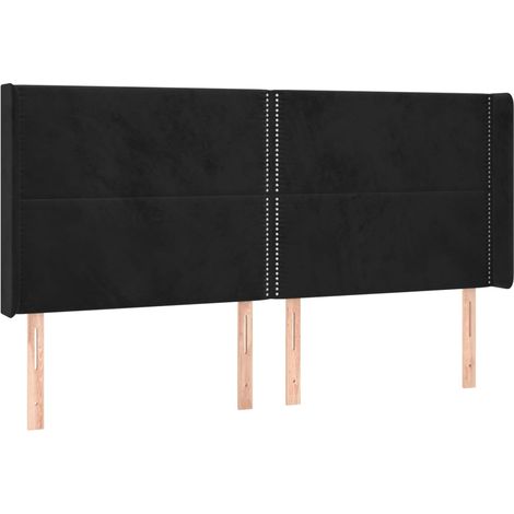 Maison Exclusive - Testiera ad Orecchio Nera 183x16x118/128 cm in Velluto