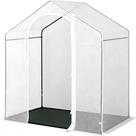 Invernadero de túnel para terraza 200 x 80 x 200 cm, estructura de acero y cubierta de PE blanca (1/4)