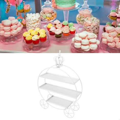 BelleRise - Support gâteau 3 étages – Fer blanc – Stable et décor mariage/anniversaire – 35 cm (1/5)