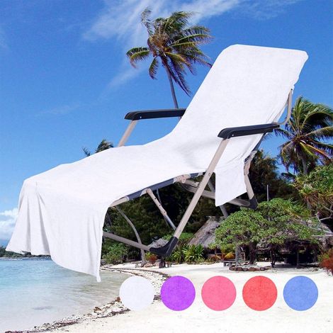 Strandtuch für Liegestühle – 210 x 73 cm – Weiche und saugfähige Mikrofaser – Mit Seitentasche und Befestigungsringen – Für Sonnenliegen, Pool, Garten und Strand – 1 Stück (1/5)