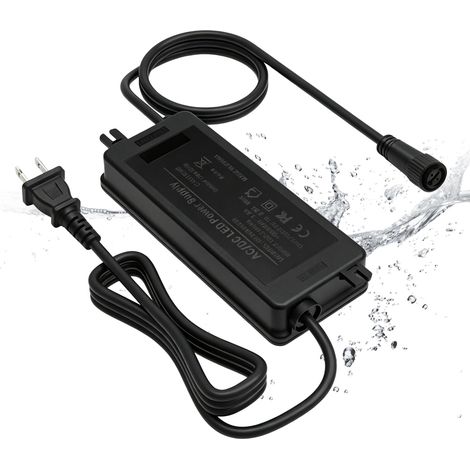 Adaptateur d'alimentation 24 V 2,5 A 60 W AC 100-265 V pour connecter des lampes basse tension à une prise extérieure - Bandes LED - Écran LCD - Compatible avec les remplacements (noir (1/5)