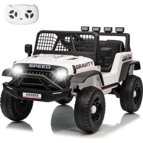 GARVEE 12V Elektroauto für Kinder, 2-in-1 Fernbedienung & Manueller Modus, Kinderauto mit Musik, LED-Scheinwerfer & Federung, Sicherheitsgurt, für 3-6 Jahre, Weiß (1/5)
