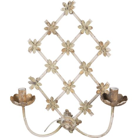 Applique Murale Style Brocante en Fer Beige et Doré 43 x 16 x 55 cm Luminaire Intérieur E14 - PANGIVO