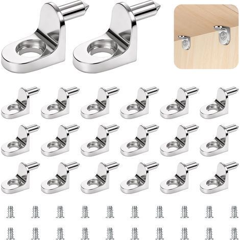 20 PCS Chevilles de Support d'Étagère, 5mm Taquet Étagère en Forme de L Métal, Supports d'étagères en Métal De Forme, Taquet Etagere 5mm a Visser, pour Armoire, Meubles, Bibliothèques (1/5)