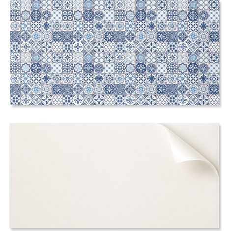 Juego de baldosas de PVC con dise帽o para sal贸n. Mosaico autoadhesivo con estampado a cuadros. 10x40x20 cm.