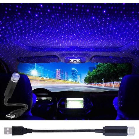 Proyector USB con forma de estrella, proyector de techo interior romántico y ajustable forma estrella coches, techos dormitorios (azul, púrpura) (1/5)