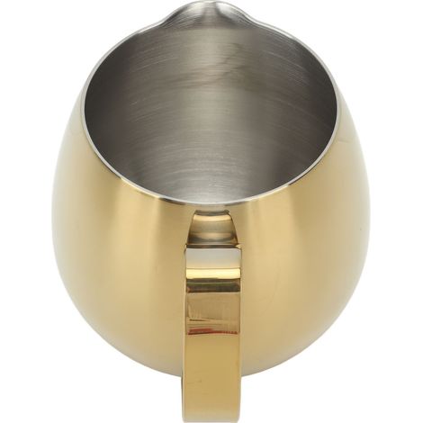 Tasse à lait en acier inoxydable doré 300 ml, idéale pour le café, le mousseur à lait, les cappuccinos et les lattes. (1/5)