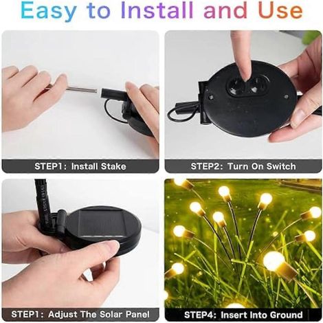 Lot de 3 lampes solaires lucioles, lampes de jardin étanches pour extérieur, lumière chaude --- (1/5)