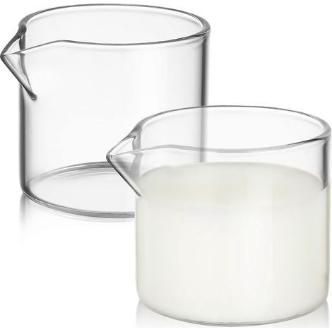 Lot de 2 petits pichets à lait en verre, tasses à café, verres à lait, récipients à lait-6.00X6.00X5.50CM-Transparent (1/3)
