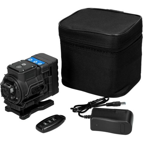 Niveau Laser 360°x 3, Autonivelant Niveau Laser Vert Chantier à Ligne Croisée Verticale et Horizontale 3D, IP45, avec Télécommande Intégrée Batterie Rechargeable 2400 mAh (1/4)