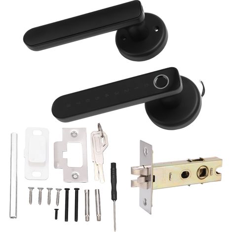 Serrure connectée 017B cylindre sécurité C, déverrouillage par empreinte, mot de passe et application Bluetooth, alliage de zinc (1/5)