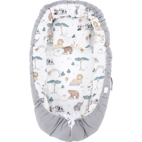 Housse de chaise longue pour bébé, douce, confortable, respirante, facile à nettoyer, pliable, Portable, nid de nouveau-né pour voyager, Design Lion gris (1/5)