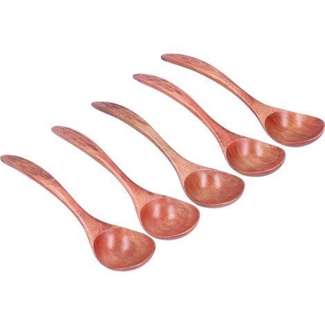 Lot de 5 cuillères bois manche long pour sucre sel thé épices maison restauration hôtel (1/5)