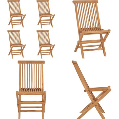 Sedie da Giardino Pieghevoli 4 pz in Legno Massello di Teak - Sedie in teak - Sedie pieghevoli
