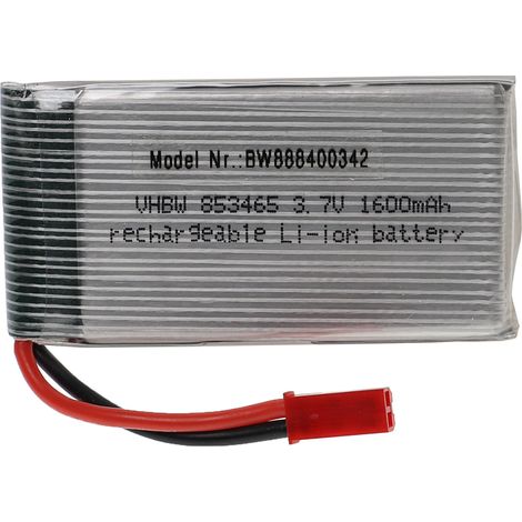 vhbw Batería recargable compatible con BEC clavija (m) para modelismo por ej. coche carreras, avión (1600mAh, 3,7V, Li-poli, 68 x 34 x 9mm)