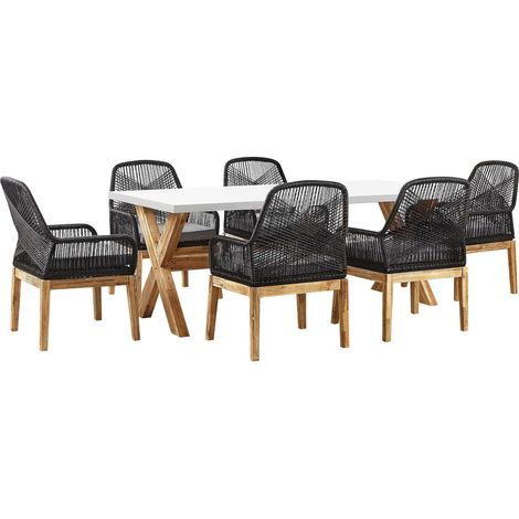 Gartenmöbel Set 6-Sitzer OLBIA inkl. Kissen Beton Schwarz