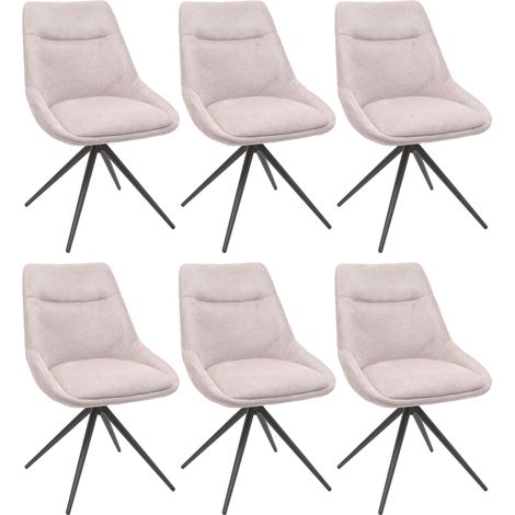 Set 6 sedie sala da pranzo HHG-066, cucina poltrona, girevole auto-posizione metallo stoffa/tessuto, avorio beige (1/5)
