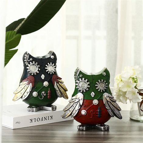 Tirelire hibou mécanique rétro punk, statuette décorative mignonne en forme d'animal, figurine pour économiser de l'argent, ornement pour la maison (1/5)