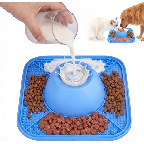 Bol de Léchage Chien,Bol à Lécher Apaisant avec Boule Rotative IntéGrée, Tapis à lécher antidérapant avec 8 ventouses, Excellent Tapis en Silicone pour Yaourt, Bouillon et purée (1/5)