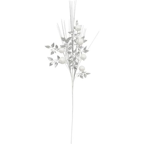 Branche décorative spéciale fêtes Argent et Blanc H 75 cm - Feeric Christmas