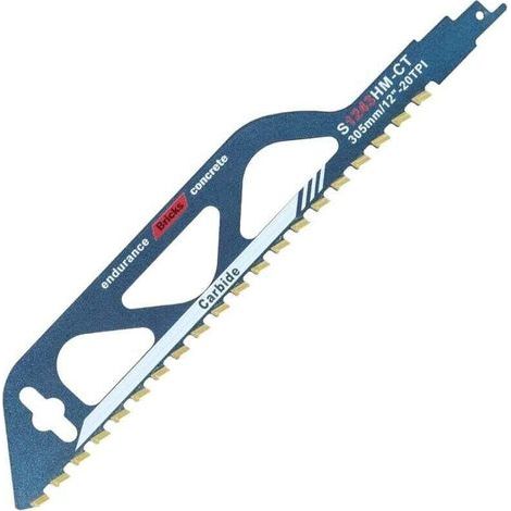 Reciprocating saw blade, reciprocating saw stone, made of tungsten carbide, metal steel, wood, for aerated concrete, brick, cement slabs and concrete, length 305 mm (1/5)