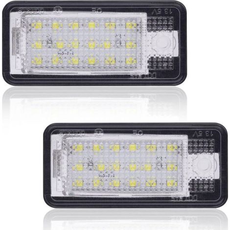 Bombillas LED de matrícula de 12 V y 18 SMD, 6000 K – CanBus sin errores – Luz blanca xenón – Para Audi A3 A4 A6 Q7 RS4 RS6 - 18 SMD (1/5)