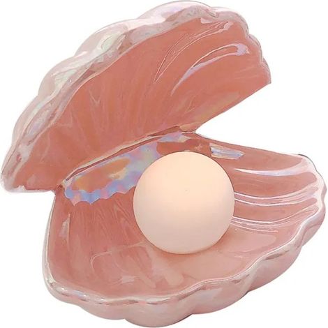 Veilleuse coquillage en céramique, rose, dégradé sirène, lampe LED à perles, décoration de chevet (1/5)