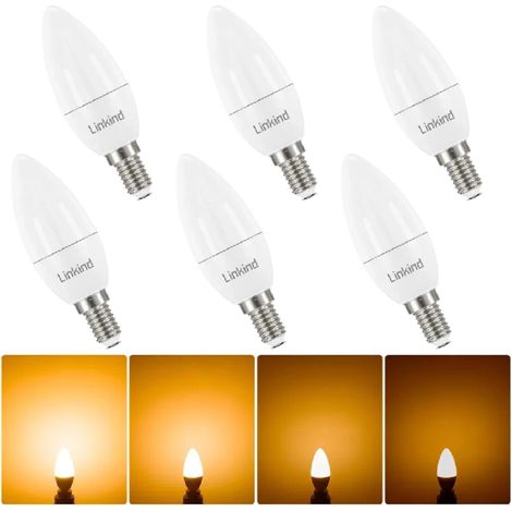 Ampoule LED Dimmable E14 Forme Bougie, 4.2W Équivalent à 40W, Blanc Chaud 2700K, 470lm, Ampoule Bougie B35 avec Petit Culot à Vis, Lampe Intensité Variable 220-240V, Lot de 6 (1/5)