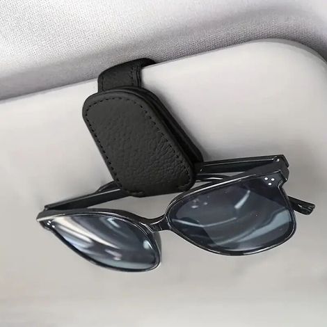 Car Sun Visor Sunglasses Holder, Magnetic Leather Glasses Holder with Card Clip, Sunglasses Extender for Car Accessories (Black) YMYNY (1/4)