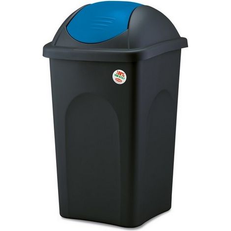 1PZ PATTUMIERA BASCULANTE MULTIPAT Lt. 60 - cm. 39x39x68 h col. Nero/Blu