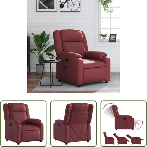 vidaXL Sillón reclinable de cuero sintético rojo tinto (1/5)