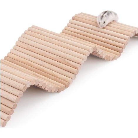 Pont pour Hamster, 60 x 8 cm, Flexible, en Bois, pour Petits Animaux, cochons d'Inde, Souris, gerbillons, perroquets, Chinchillas et Autres Petits Animaux