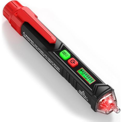 Détection Phase et Neutre, Stylo Testeur de Tension NCV sans Contact, 12–1000V / 48–1000V AC, Écran LCD, Lampe de Poche (1/5)
