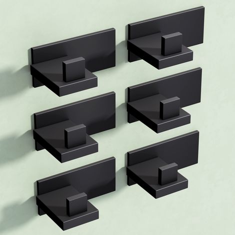 Mai & Mai Kleiderhaken 6 Stück Wandgarderobe Wandhaken aus Edelstahl Garderobenleiste Garderobenhaken 8cm Matt schwarz Stalo-06 (1/5)