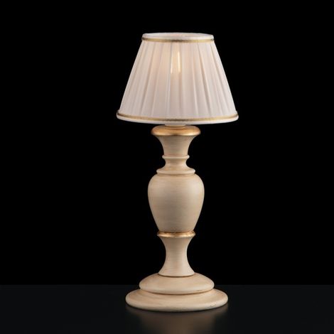 Lámpara en madera y pulpa de madera marfil y pan de oro 1 luz cm 36