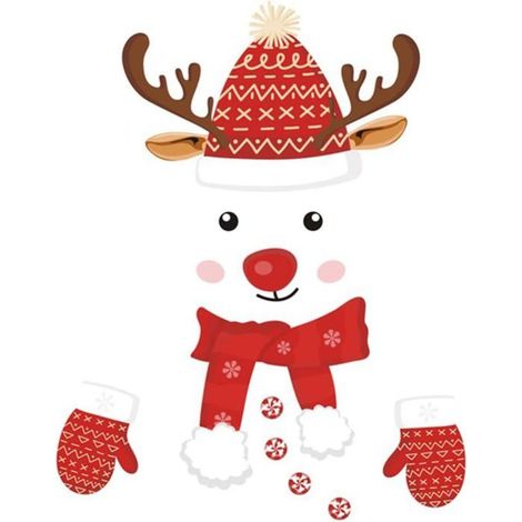 Autocollant de Noël pour réfrigérateur, bonhomme de neige autocollant pour mur ou porte (32 x 23 cm) (1/5)