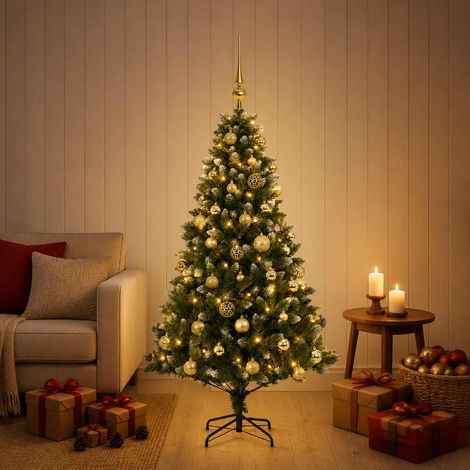 vidaXL Artificial Christmas Tree with Bauble 120 cm 150 LEDs (1/5)