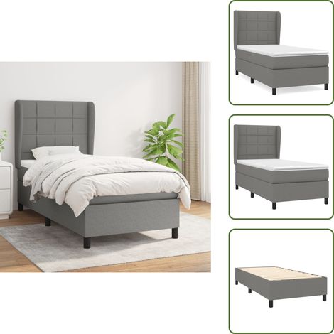 Boxspringbett mit Matratze Dunkelgrau 90x200 cm Stoff - Boxspringbett - Doppelbett - Schlafsystem - Bettenrahmen - Lattenrost (1/5)