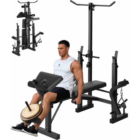 Banc de musculation multifonction pliable et réglable – Idéal pour squats, développé couché - abdominaux - entréeînement de force à domicile