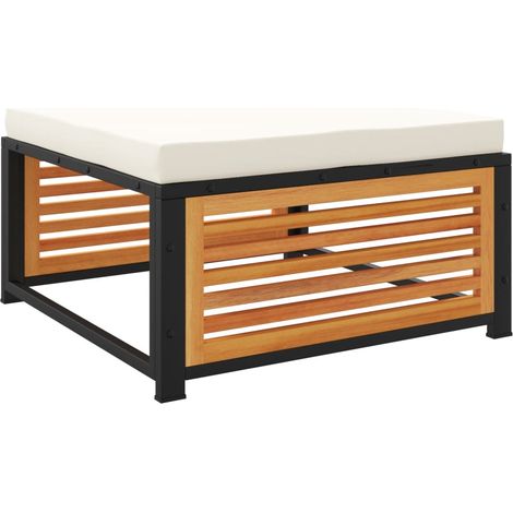 Tabouret de jardin avec coussin 68x68x30cm bois massif d'acacia (1/5)