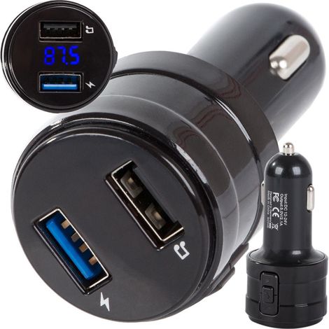 Émetteur FM Bluetooth pour voiture avec kit mains libres MP3 et 2 ports USB 12-24 V (1/5)