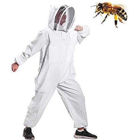 Full Beekeeping Suit with Hood and Veil, Beekeeping Protective Suit, Anti-Wasp Beekeeping Suit Equipment (XL)
