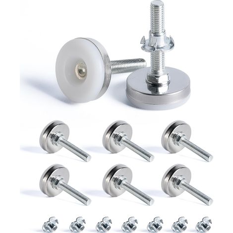 8 pcs M8 X 35MM Pied Réglable à Base Ronde, Pieds de Nivellement, Pied Vérin Meuble à Visser, Vis de Réglage pour Pied Mise à Niveau, avec 8 Écrou à Griffes, pour Pieds de Lit Bureau Armoire (1/5)