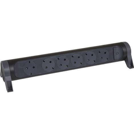 Multiprise rotative, 6 prises, multiprise, montage mural ou sur table, interrupteur marche/arrêt LED, sans câble, noir/gris foncé, 694548 (1/4)