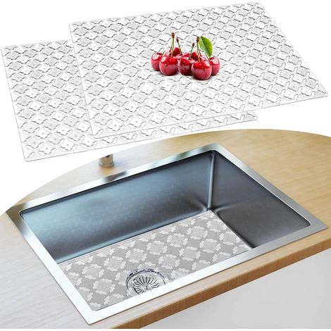 Lot de 2 tapis d'évier de cuisine, découpables, 30 x 40 cm, décoratifs, égouttage rapide. (1/5)