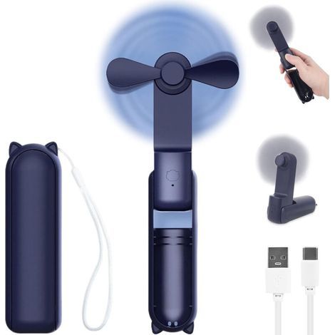 Mini ventilador portátil plegable – Alimentación por batería de 2000 mAh – Función de banco de energía USB – Silencioso para oficina y viajes (1/5)