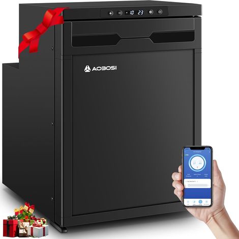 45L Glaciere Electrique, Glaciere a Compression avec APP, Eclairage LED, 12V/24V, Glacière Électrique Jusqu'à -20°C, Pour Voitures, Camions, Caravanes, Bateaux, Camping et Voyages [Classe énergétique (1/5)