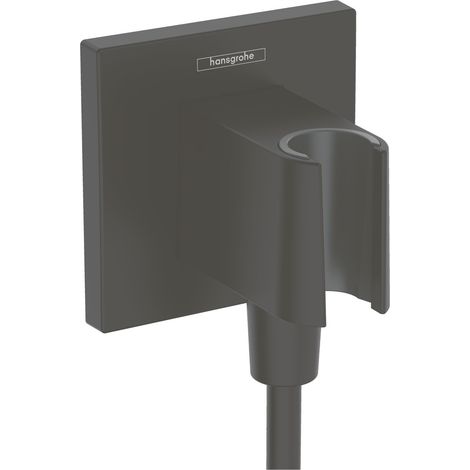 Hansgrohe Fixfit - Codo de ducha con soporte, negro mate 26889670 (1/3)