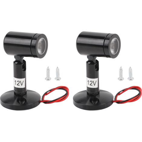 Beyamis Lot de 2 mini spots LED d'intérieur rotatifs 12 V CC pour vitrine de bijoux, armoire, table de chevet ou bateau (1/5)